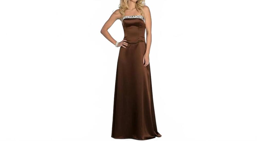 NEW LAST DRESS gilded simplicity strapless prom gown in brown